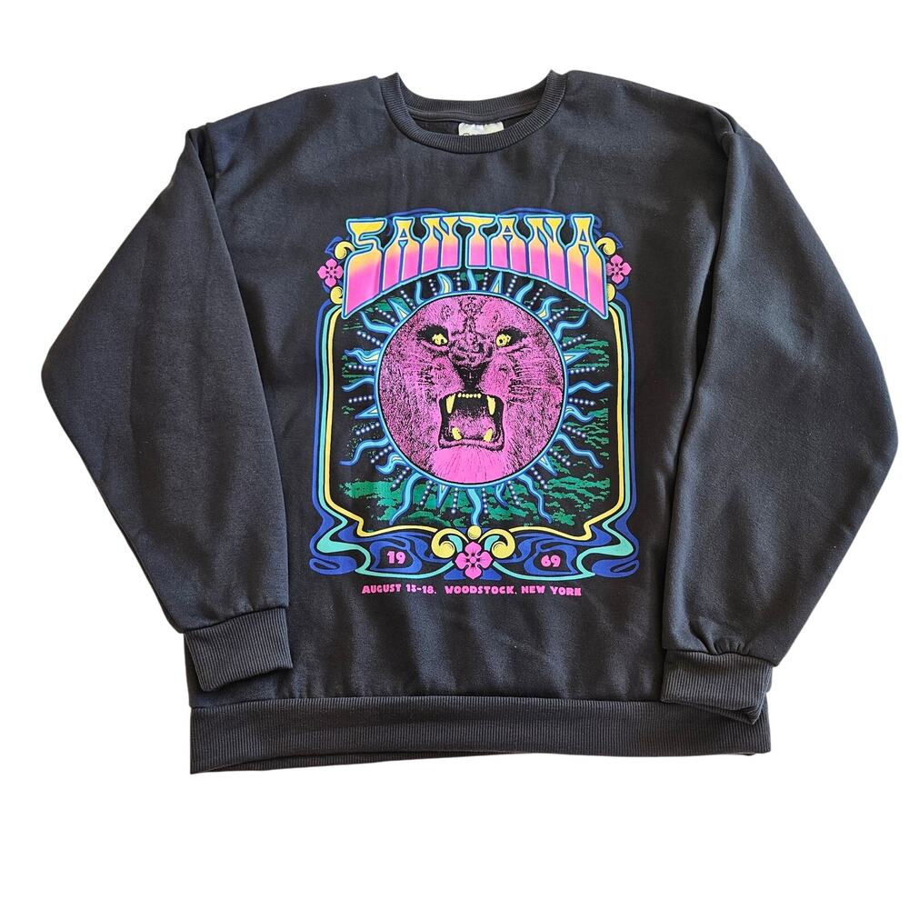 Carlos Santana Woodstock NY Graphic Phantom Lion Sweatshirt Women's Size Small